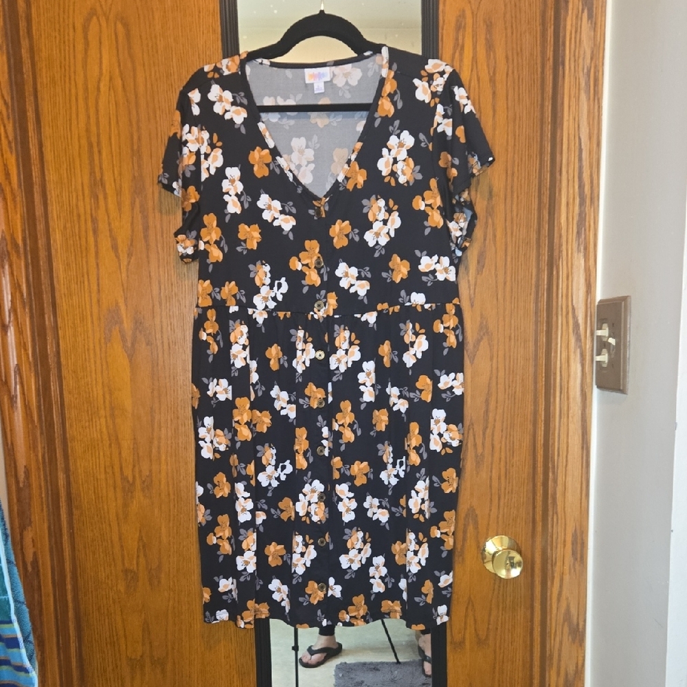Floral Black and Orange Womens Dress